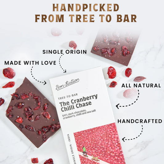 Bon Fiction - The Cranberry Chilli Chase - 64% Dark Cranberry Chilli Chocolate