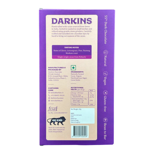 Darkins 55% Single Origin Dark Chocolate - Tamil Nadu