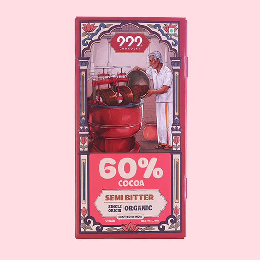 999 Organic Dark Chocolate | Semi Bitter | 60% Cocoa | 70gms