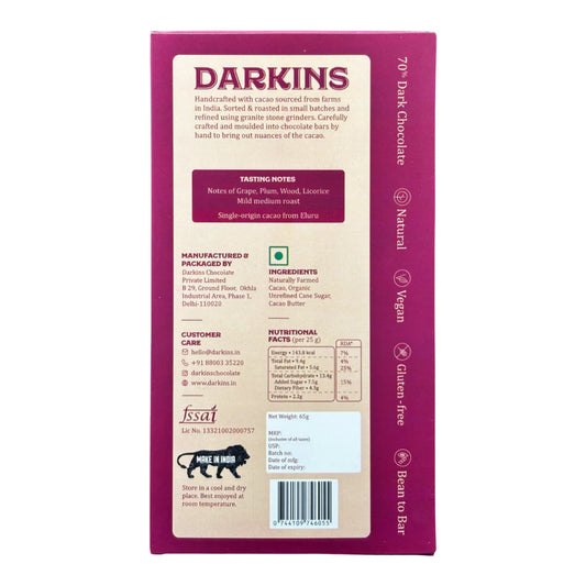 Darkins 70% Single Origin Dark Chocolate - Andhra Pradesh