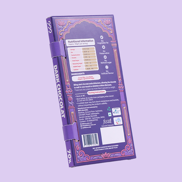 999 Organic Dark Chocolate | Classic Dark | 70% Cocoa | 70gms