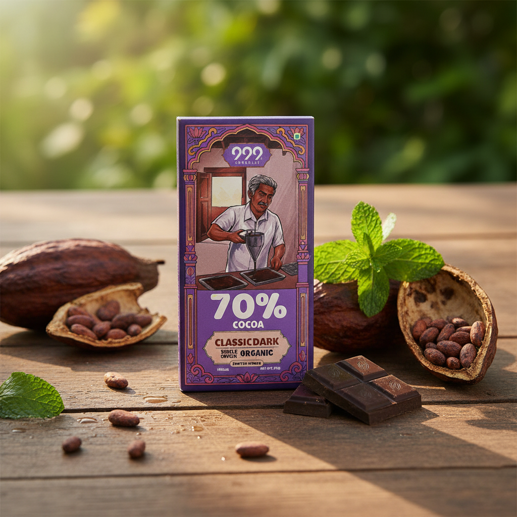 999 Organic Dark Chocolate | Classic Dark | 70% Cocoa | 70gms