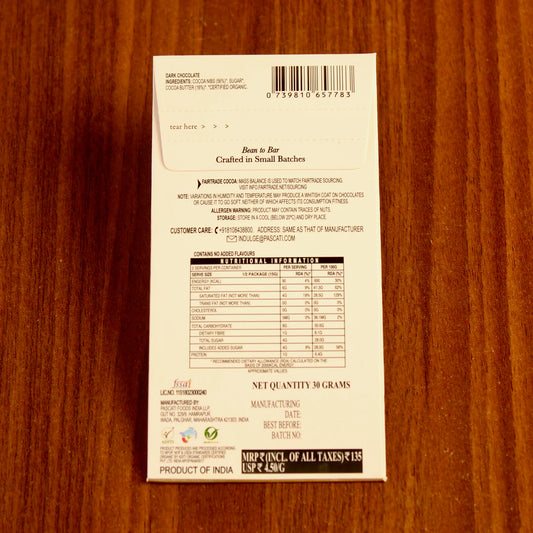 Pascati 72% Kerala Dark Chocolate (mini), 30g