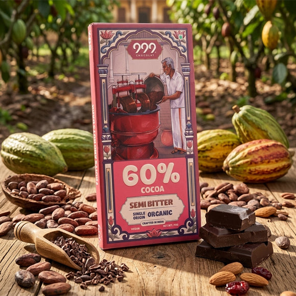 999 Organic Dark Chocolate | Semi Bitter | 60% Cocoa | 70gms