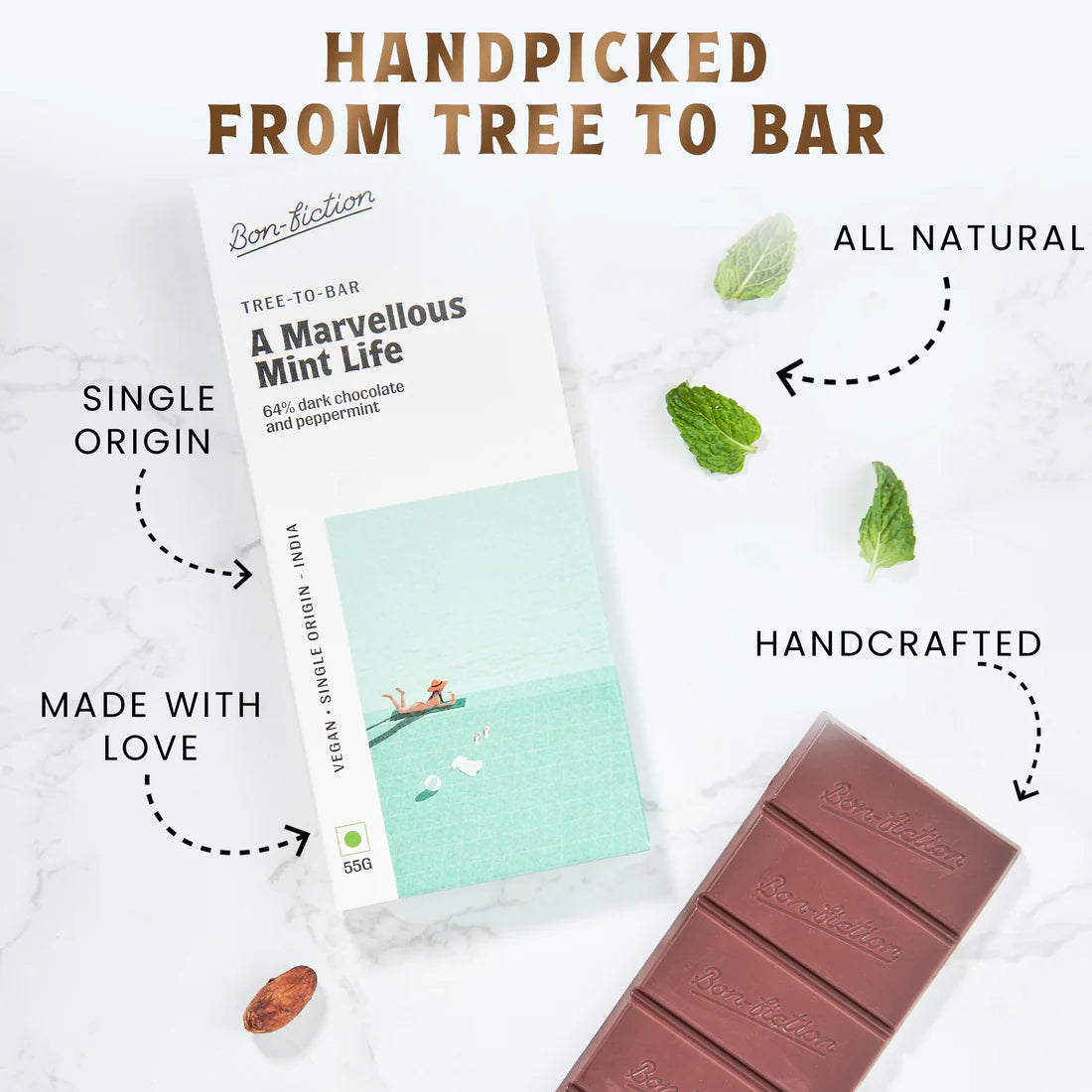 Bon Fiction - A Marvellous Mint Life - 64% Dark Peppermint Chocolate