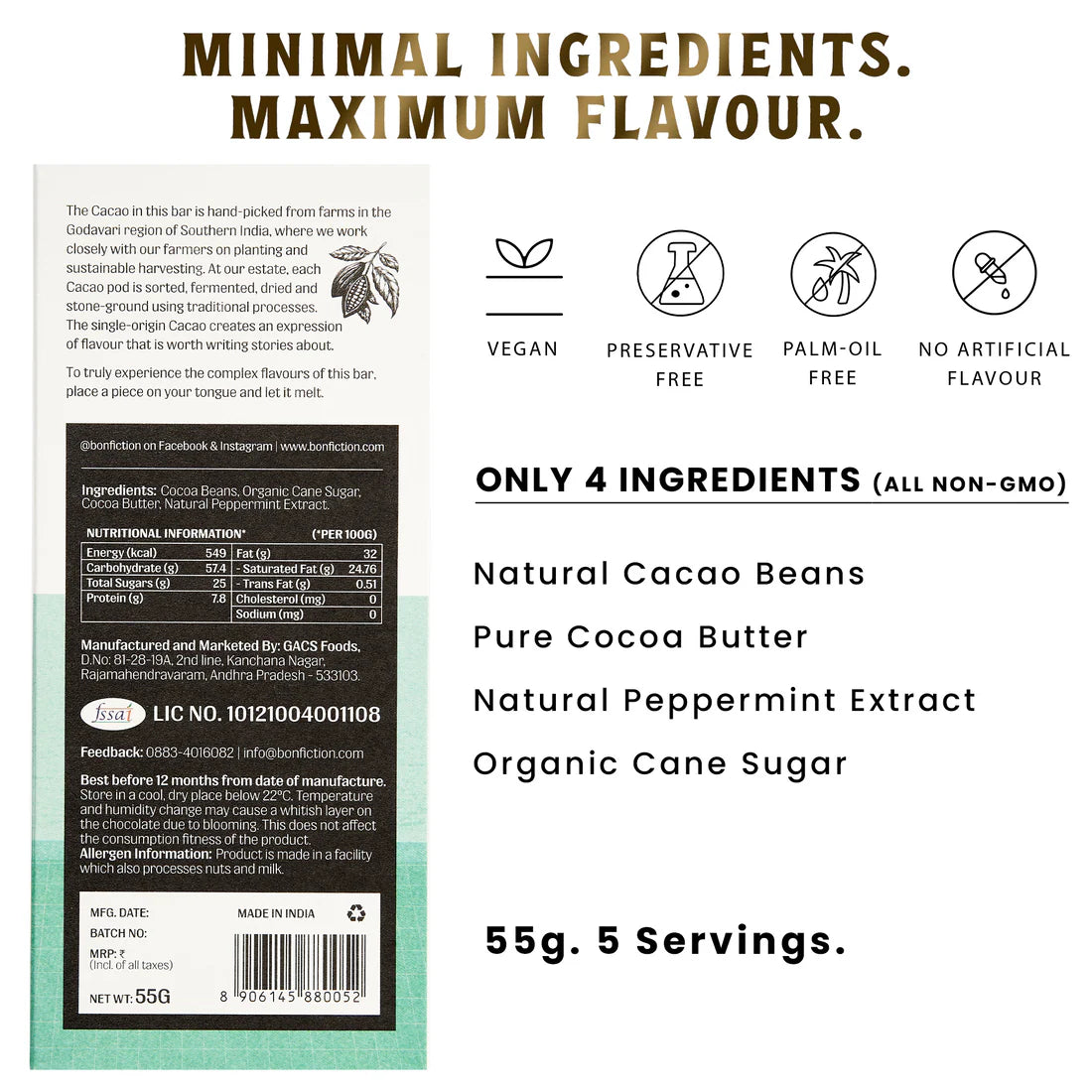 Bon Fiction - A Marvellous Mint Life - 64% Dark Peppermint Chocolate