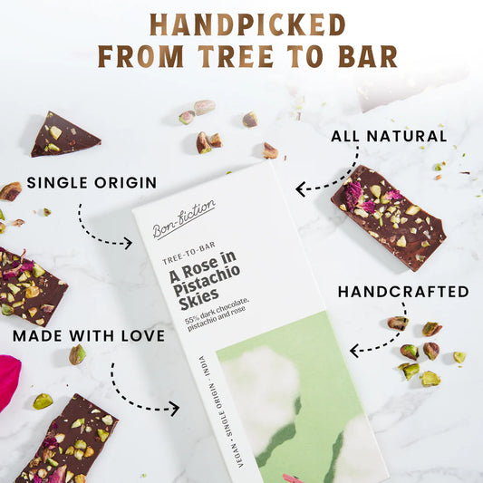Bon Fiction - A Rose In Pistachio Skies - 55% Dark Rose Pistachio Chocolate