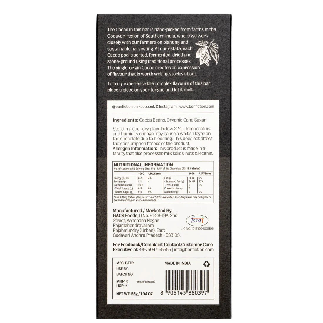 Bon Fiction - An Eclipse of the Senses - 99% Dark Chocolate