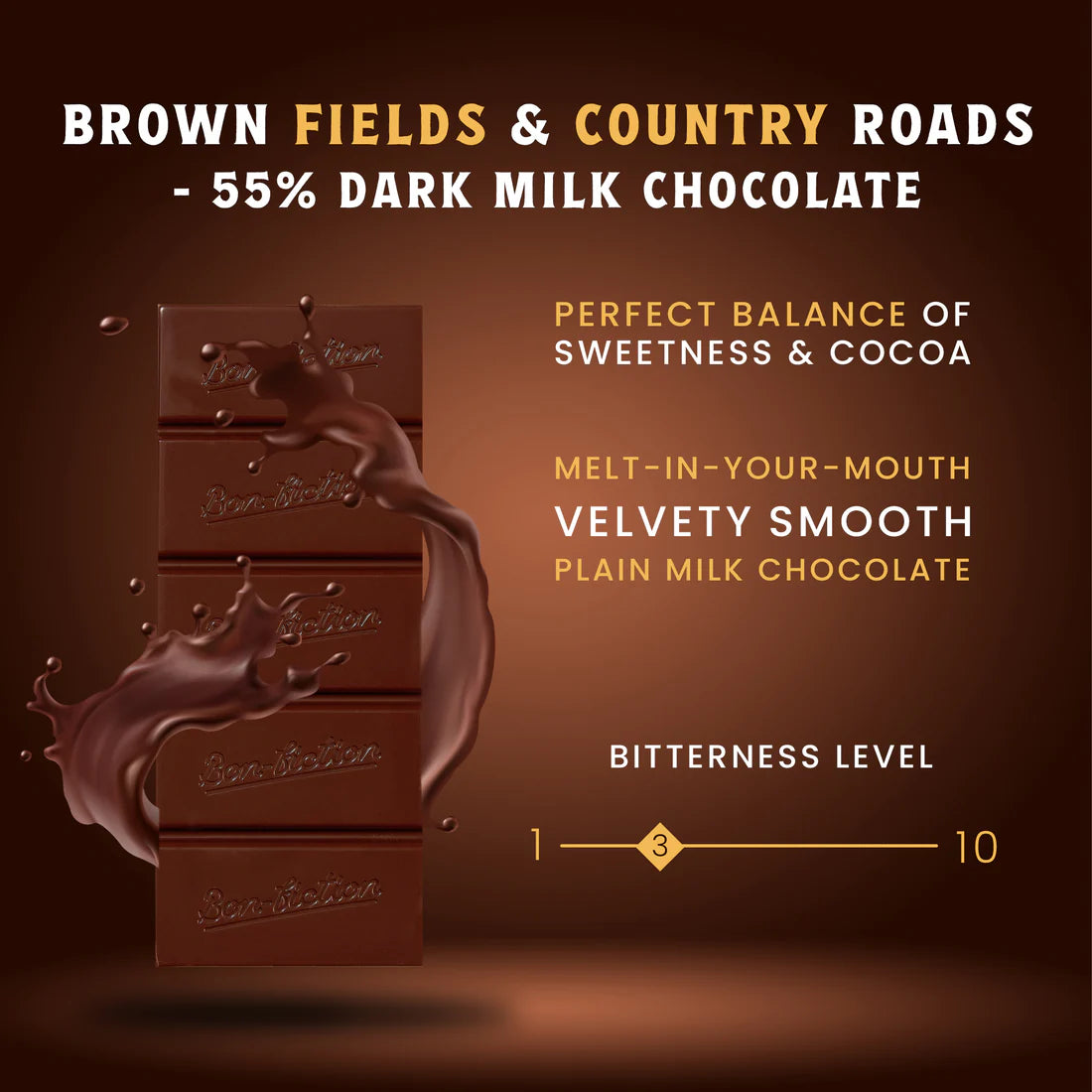 Bon Fiction - Brown Fields & Country Roads - 55% Dark Milk Chocolate