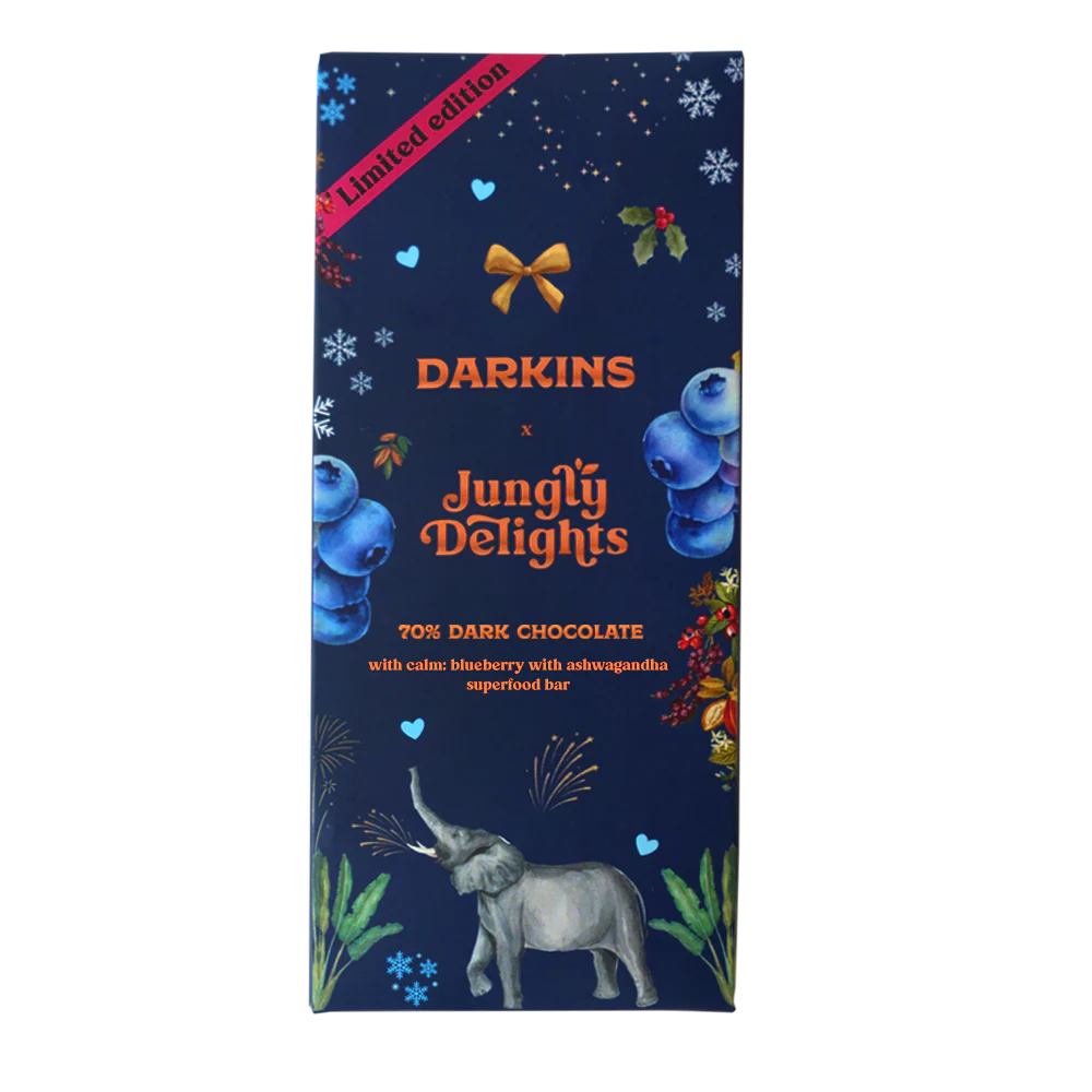 Darkins 70% Dark Chocolate with Blueberry & Ashwagandha Superfood Bar (Calm Bar)