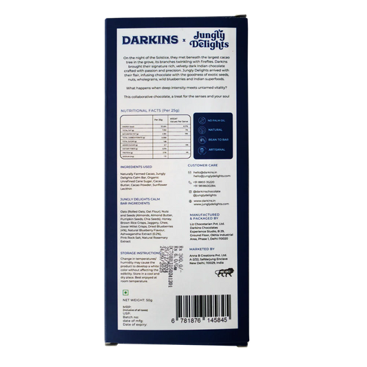 Darkins 70% Dark Chocolate with Blueberry & Ashwagandha Superfood Bar (Calm Bar)