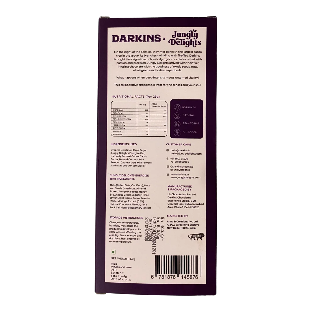 Darkins Mylk Chocolate with Moringa Superfood Bar (Energize Bar)