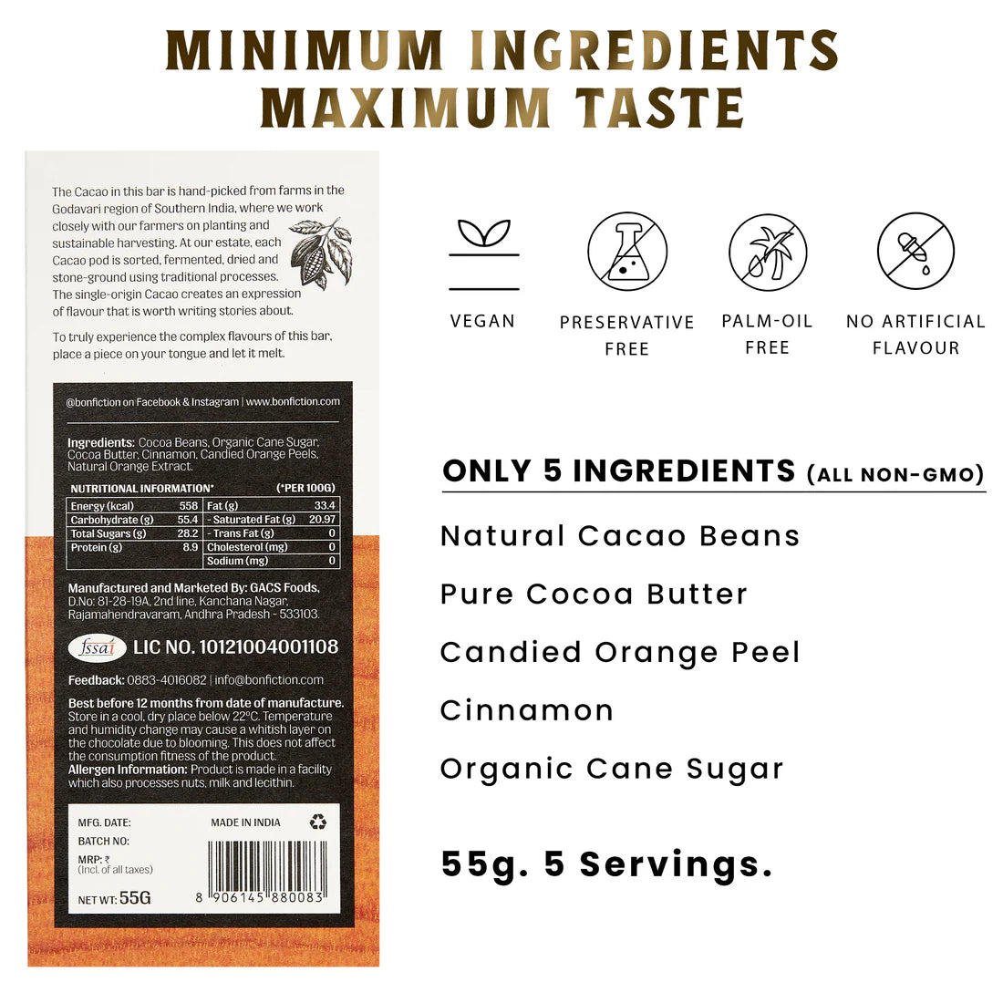 Bon Fiction - Lost In An Orange Haze - 64% Dark Orange Cinnamon Chocolate