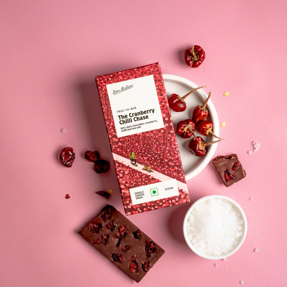 Bon Fiction - The Cranberry Chilli Chase - 64% Dark Cranberry Chilli Chocolate (Mini)