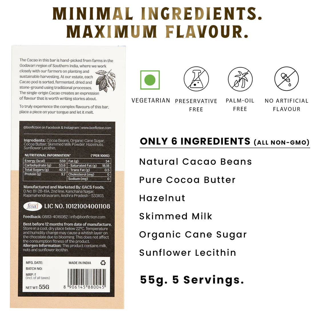 Bon Fiction - The Hazelnut Hour - 45% Milk Hazelnut Chocolate