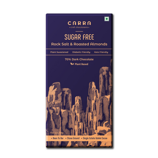 Carra Rock Salt & Roasted Almonds - 70% Dark Chocolate - Sugar Free - 50G
