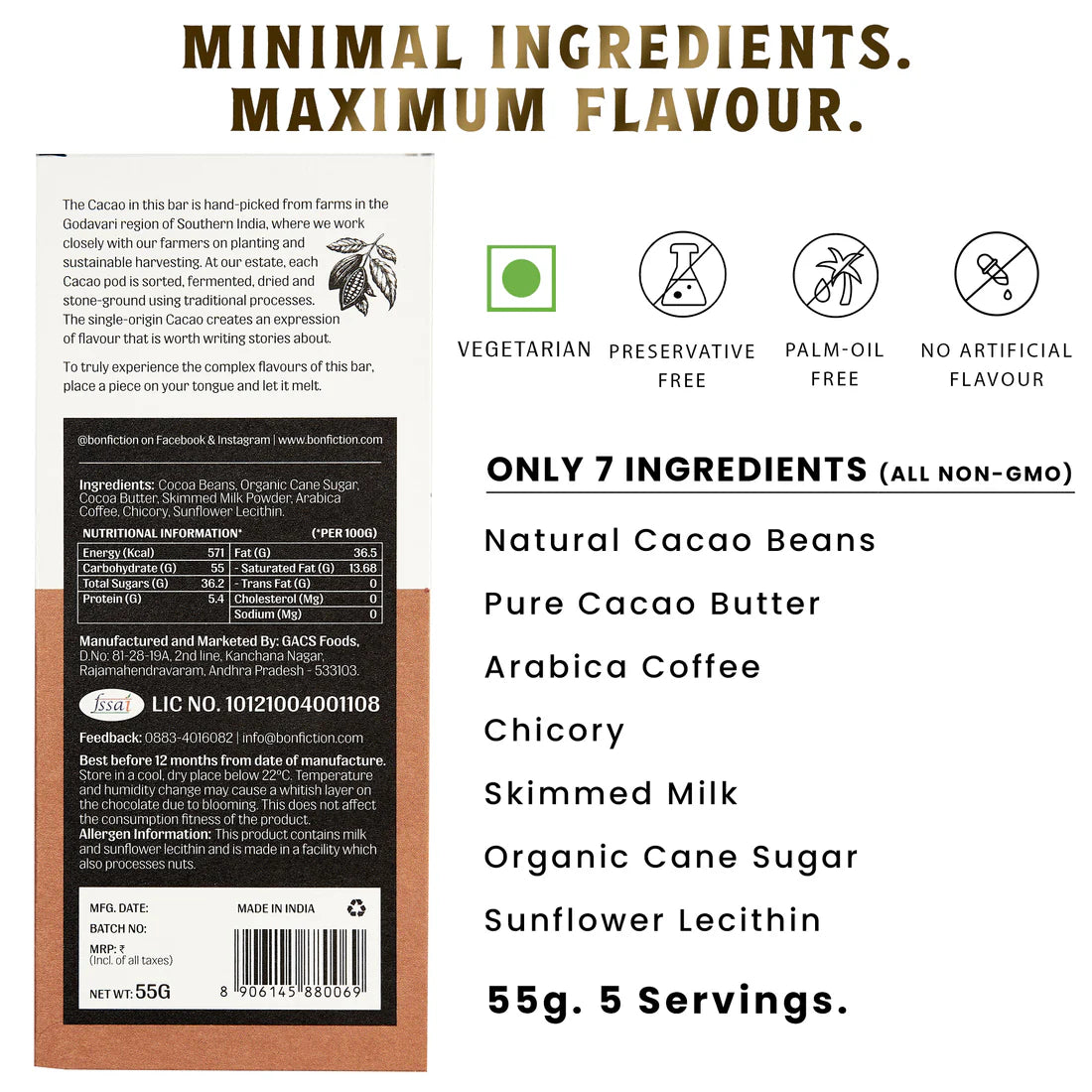 Bon Fiction - When Coffee met Cacao - 55% Dark Milk Coffee Chocolate