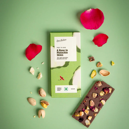 Bon Fiction - A Rose In Pistachio Skies - 55% Dark Rose Pistachio Chocolate (Mini)