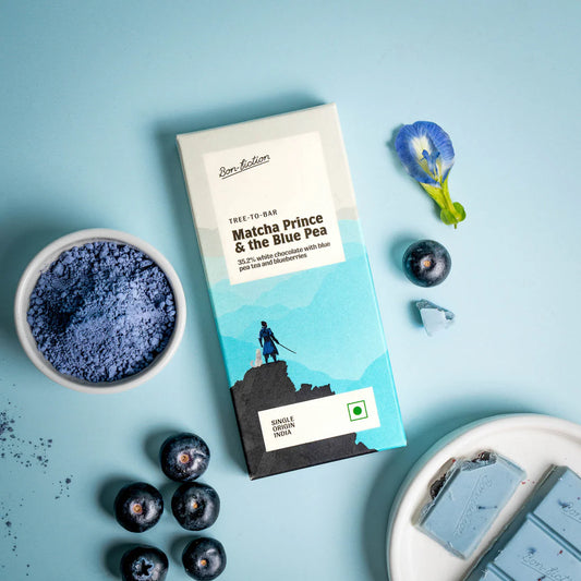Bon Fiction - Matcha Prince and The Blue Pea - White chocolate with Blue pea tea and Blueberries (Mini)