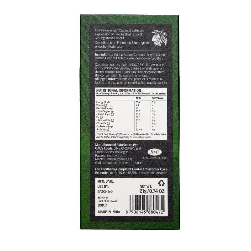 Bon Fiction - The Coconut Covenant- 55% Coconut Mylk and Coconut Sugar (Mini)