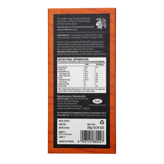 Bon Fiction - Lost In An Orange Haze - 64% Dark Orange Cinnamon Chocolate (Mini)