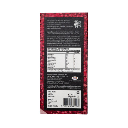 Bon Fiction - The Cranberry Chilli Chase - 64% Dark Cranberry Chilli Chocolate (Mini)
