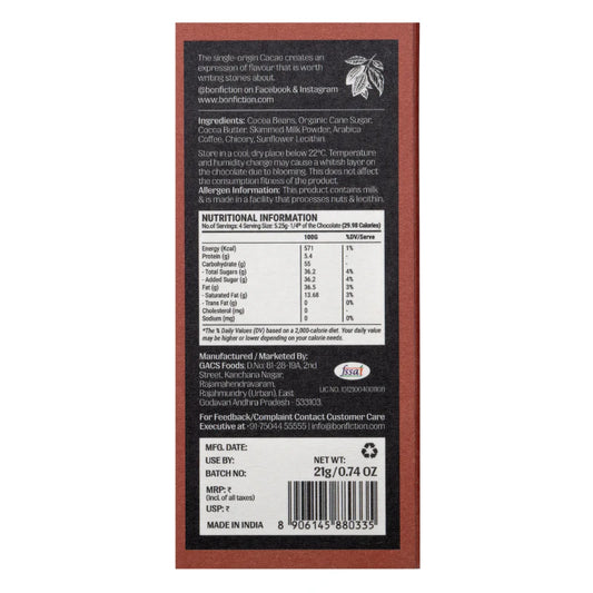 Bon Fiction - When Coffee met Cacao - 55% Dark Milk Coffee Chocolate (Mini)