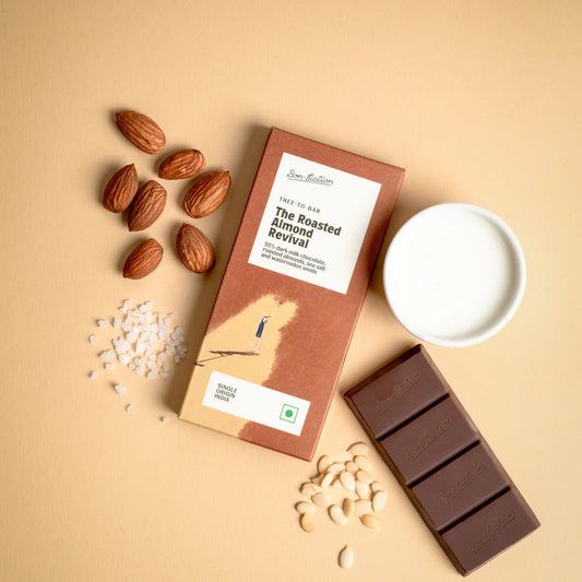 Bon Fiction - The Roasted Almond Revival - 55% Dark Milk Roasted Almonds Chocolate (Mini)
