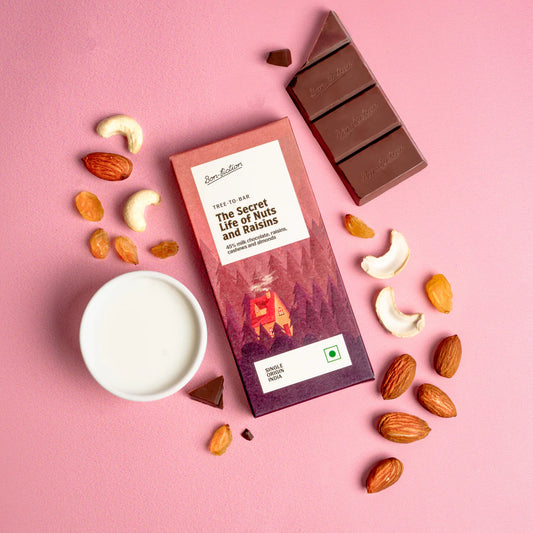 Bon Fiction - The Secret Life of Nuts and Raisins - 45% Milk Fruit & Nut Chocolate (Mini)