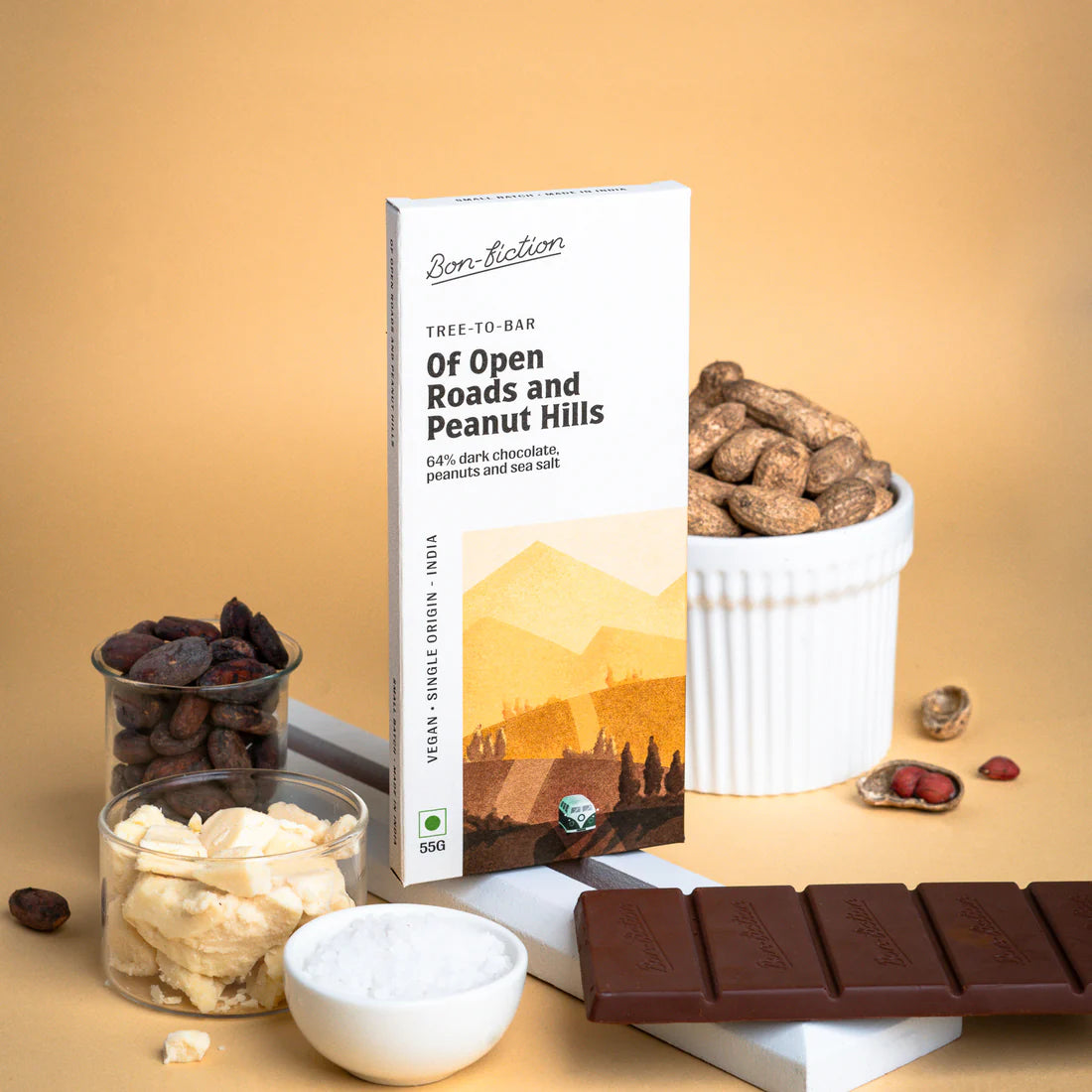 Bon Fiction - Of Open Roads and Peanut Hills - 64% Peanut Dark Chocolate