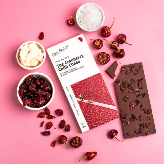 Bon Fiction - The Cranberry Chilli Chase - 64% Dark Cranberry Chilli Chocolate