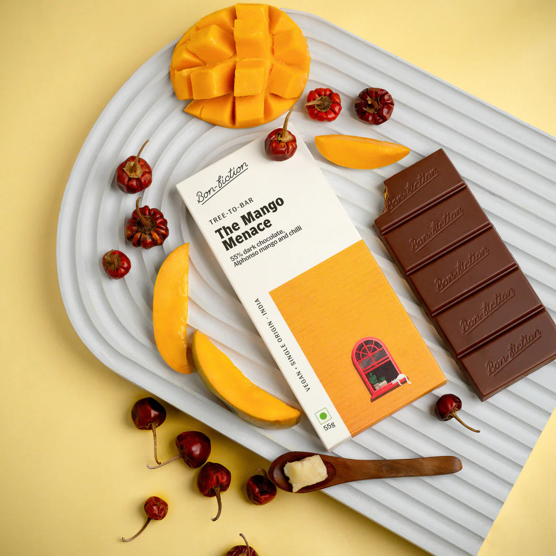 Bon Fiction - The Mango Menace - 55% Dark Alphonso Mango Chilli Chocolate