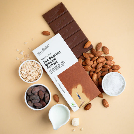 Bon Fiction - The Roasted Almond Revival - 55% Dark Milk Roasted Almonds Chocolate